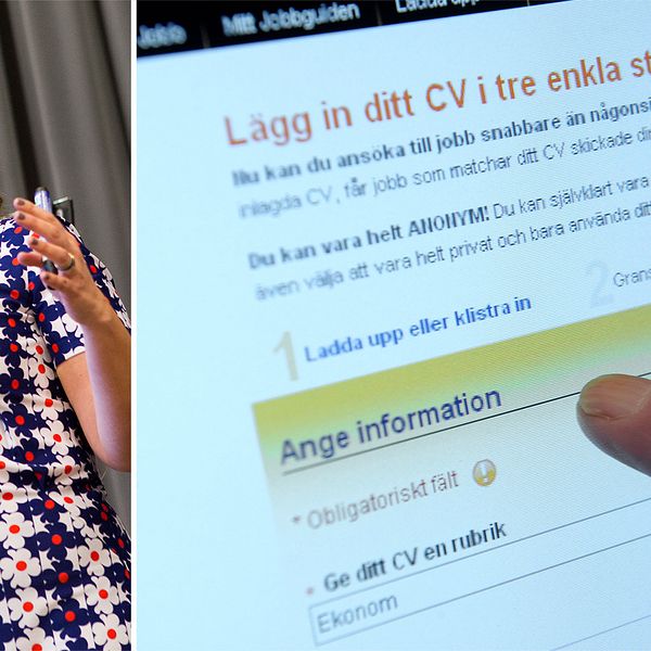 Angeli Jönsson och en skärm med en jobbansökan