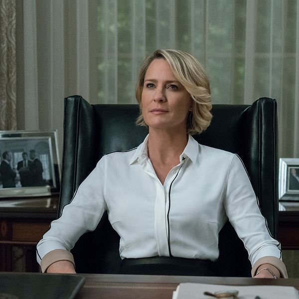 Skådespelaren Robin Wright som president i ”House of cards”.