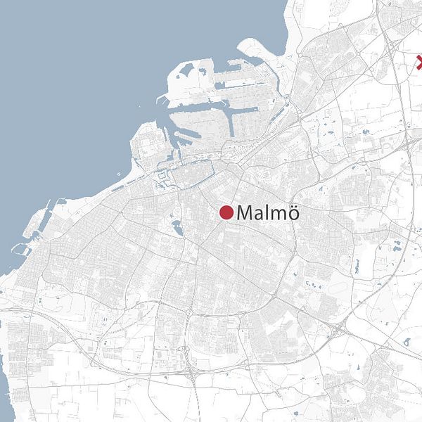 Karta över Malmö med Burlöv utmarkerat