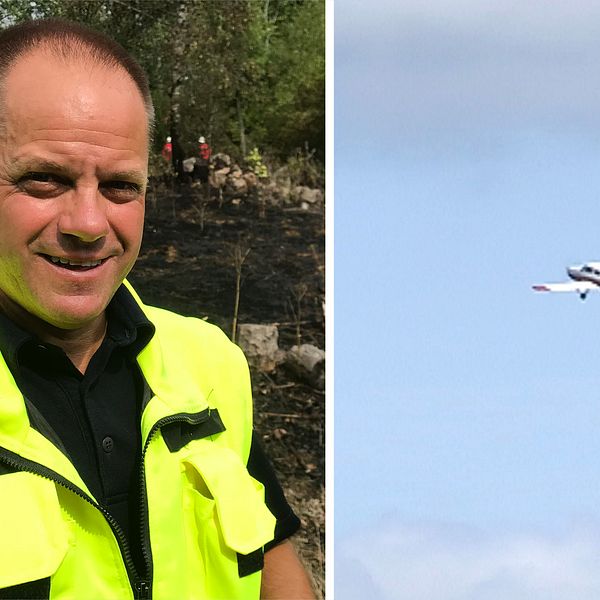 Räddningschefen Magnus Åman i Hylte kommun hyllar brandflygets insats.