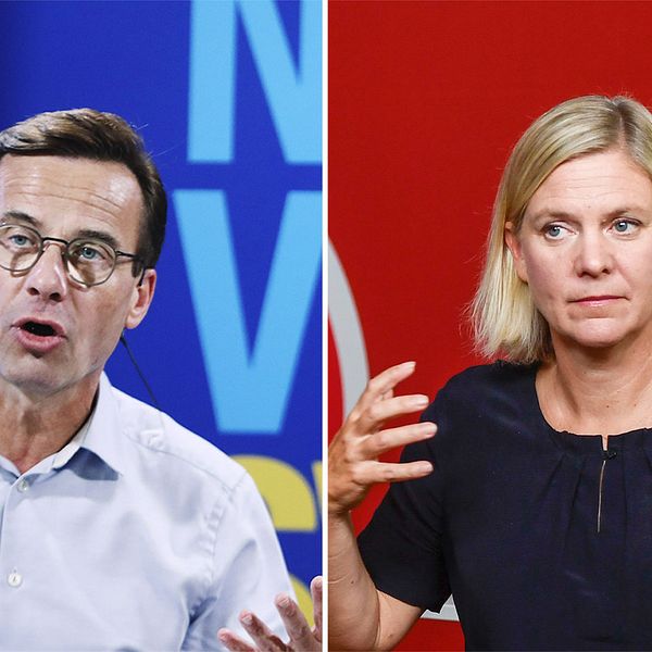 Ulf Kristersson till vänster och Magdalena Andersson till höger