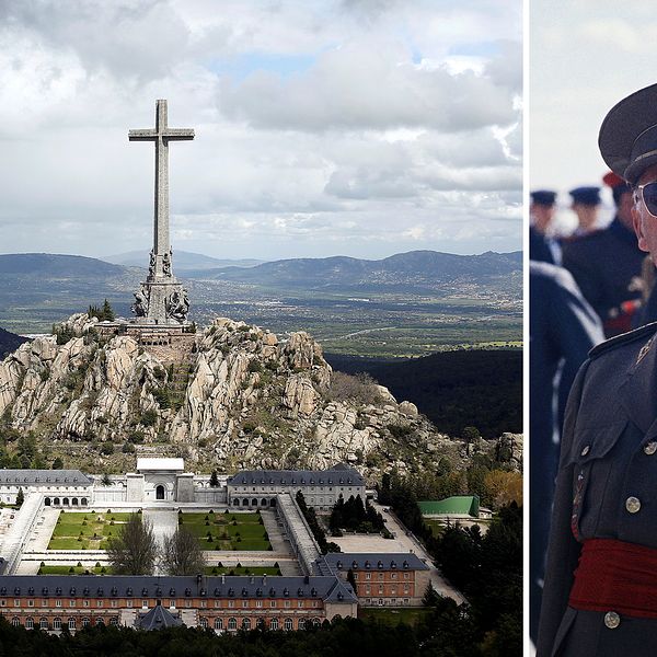 Spaniens förre diktator General Francisco Franco (år 1966 till höger) dog 1975 och ligger begraven vid ”De stupades dal” utanför Madrid