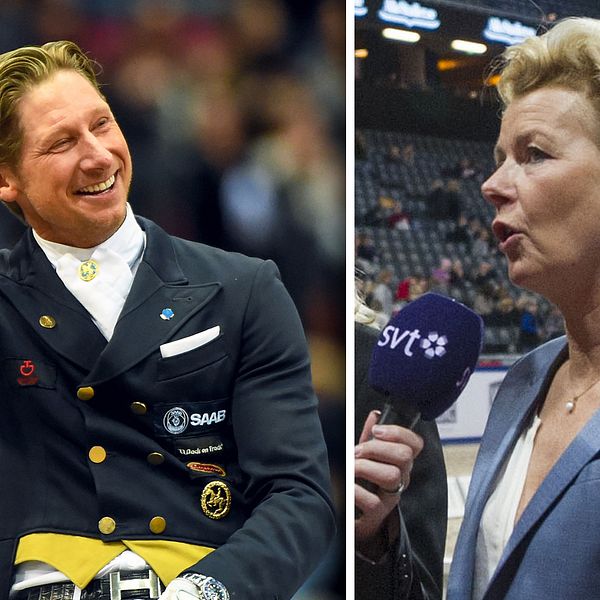 Ryttaren Patrik Kittel (vänster) och SVT:s expert Gunilla Byström (höger).