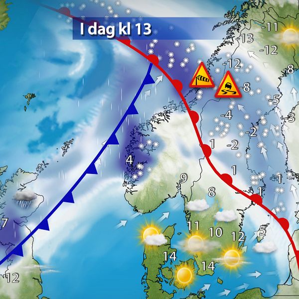 Snöhalka och blåst