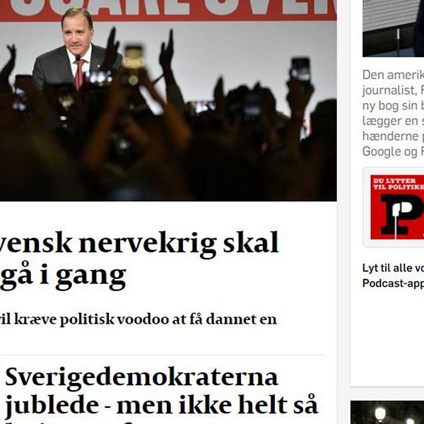 Så här skriver danska tidningen Politiken om svenska valet.