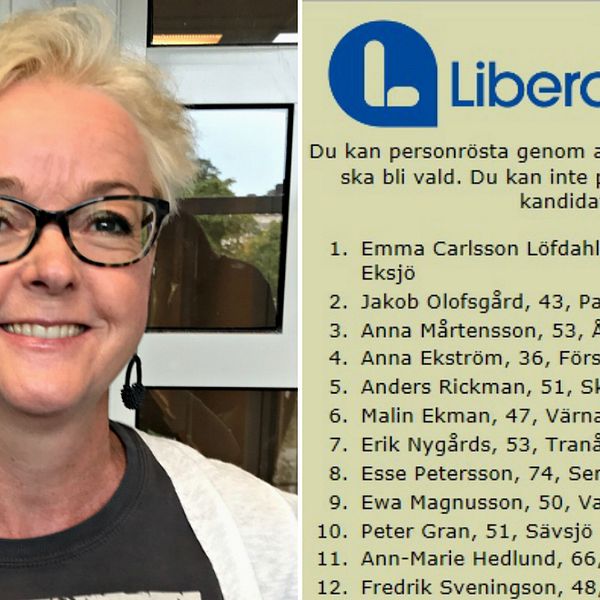 Anna Mårtensson (L) och valsedeln för liberalerna
