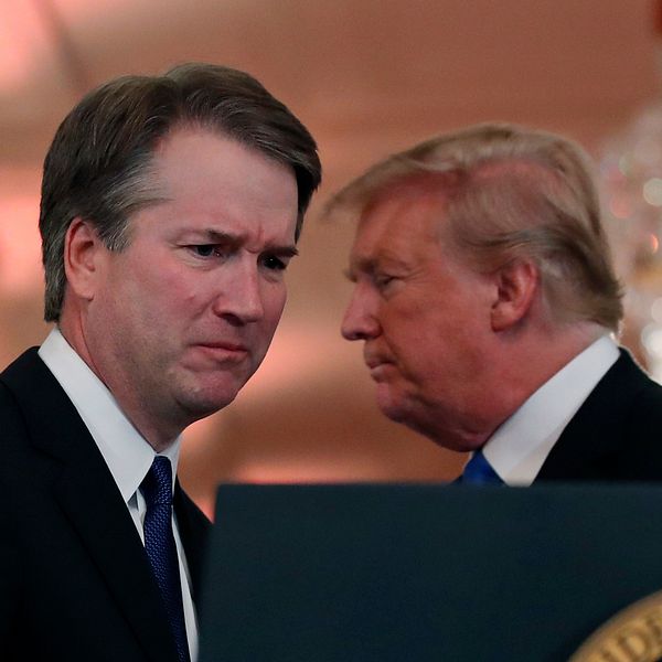 Donald Trump och Brett Kavanaugh under en gemensam presskonferens tidigare i september.