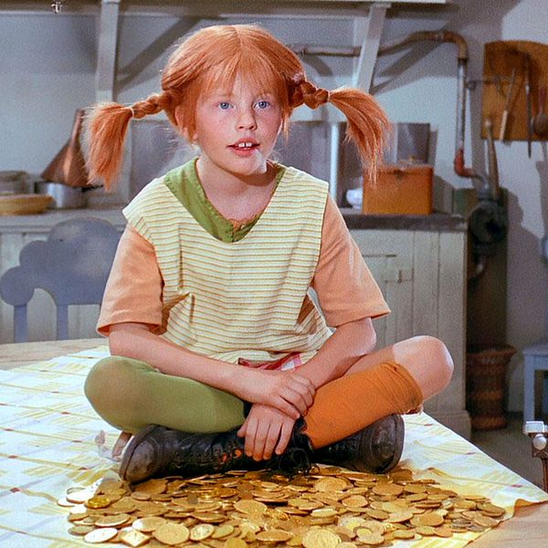 Inger Nilsson som Pippi i tv-serien ”Pippi Långstrump” från 1969, som visades i Sveriges Television.