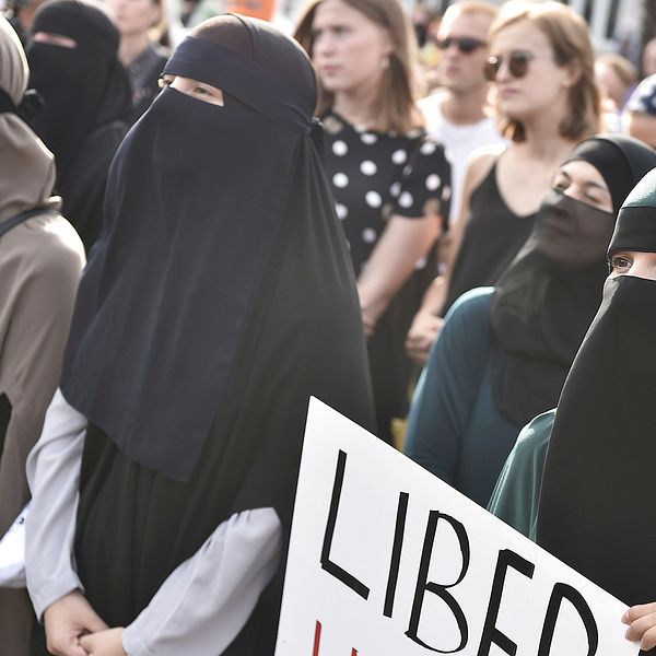Den anmälda poliskramen utdelades i samband med en demonstration mot det danska förbudet mot burka och niqab, som hölls i augusti.
