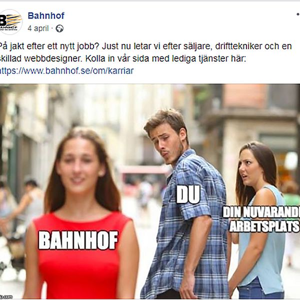 Platsannonsen på Facebook som fällts av Reklamombudsmannens opinionsnämnd.