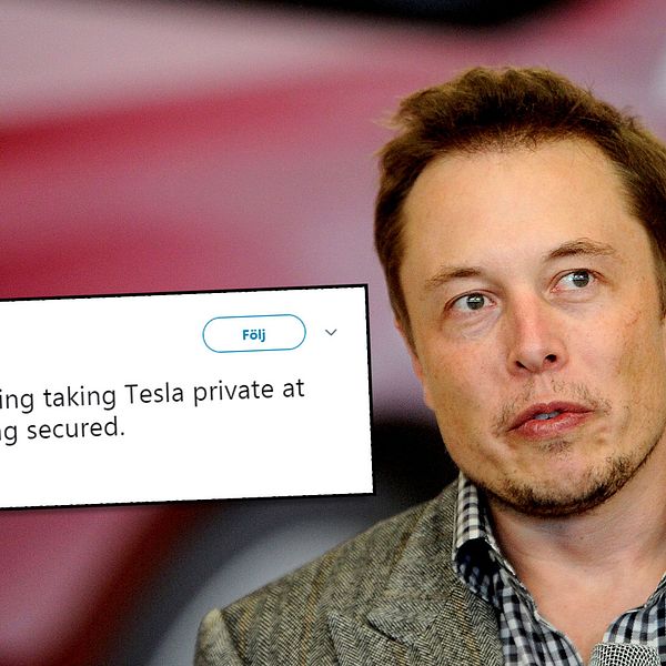 Elon Musk med tweeten om privatisering.