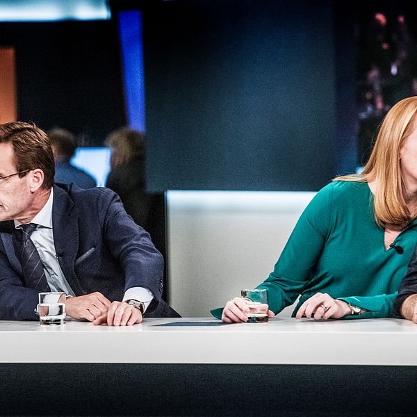 Alliansen i SVT:s studio på valnatten.