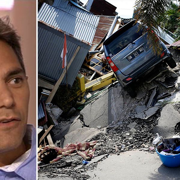 Utrikeskorrespondent Samir Abu Eid och en bild från Indonesien