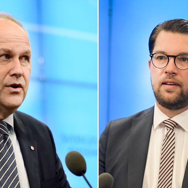 Jonas Sjöstedt (V) och Jimmie Åkesson (SD).