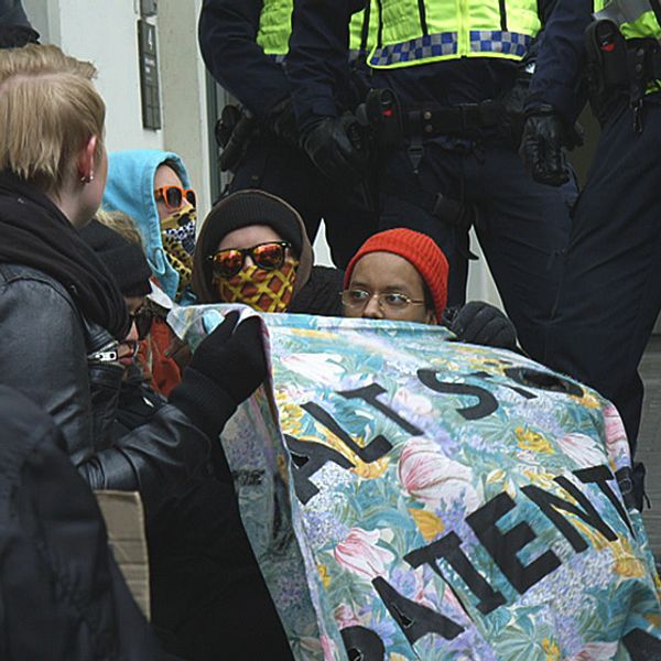 Protester i Malmö mot Jimmie Åkessons besök.