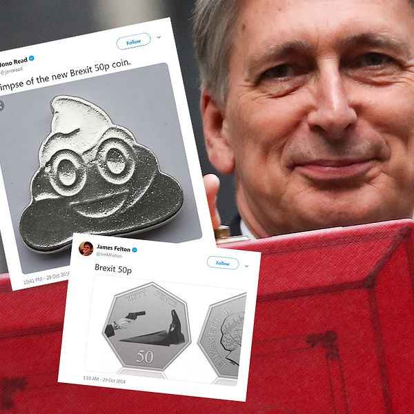 Philip Hammond visade upp den röda budget-lådan inför presentationen av budgeten för parlamentet.