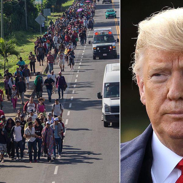 ”Det är en farlig grupp människor”, säger USA:s president Donald Trump om migranterna som är på väg mot den gränsen.