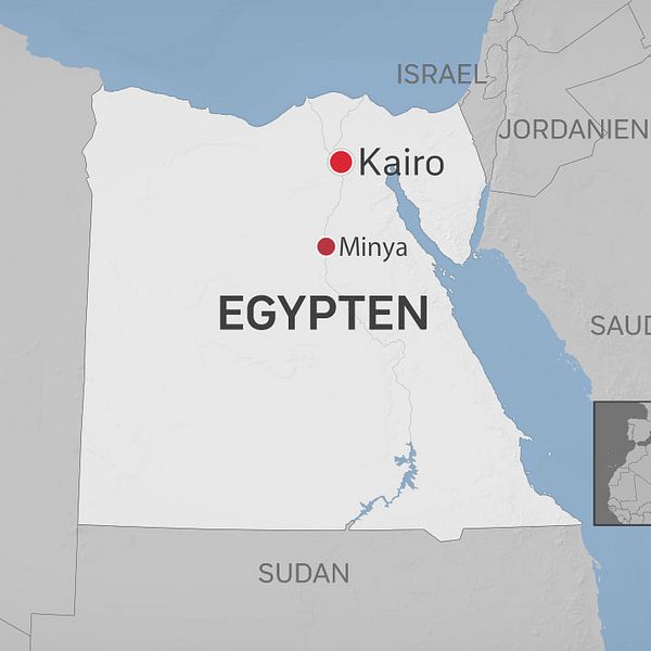 Karta över Minyas läge i Egypten