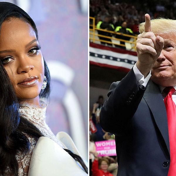 Rihanna tar avstånd från president Trumps politik och att hennes musik används på hans kampanjmöten.