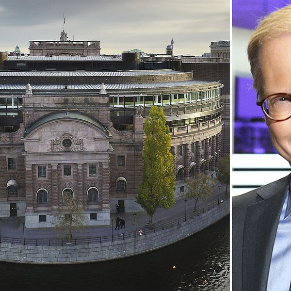 Riksdagshuset och SVT:s politiska kommentator Mats Knutson