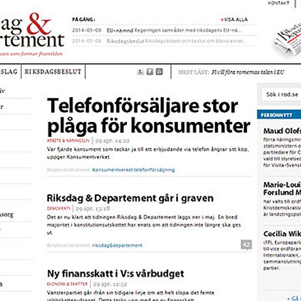 Riksdag & Departements sajt.