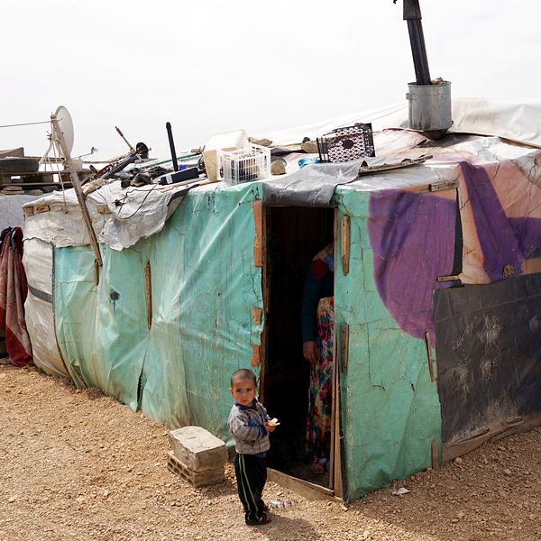 Tältläger för syriska flyktingar i Bekaadalen, Libanon.