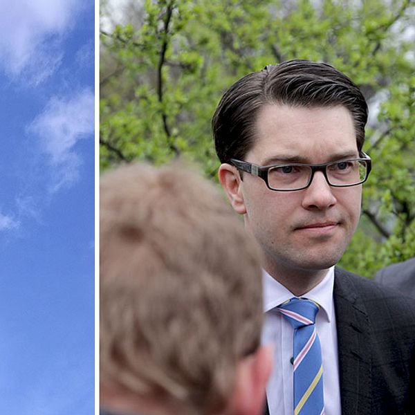 SD-ledaren Jimmie Åkesson utsattes för pizzaattack i Ronneby.