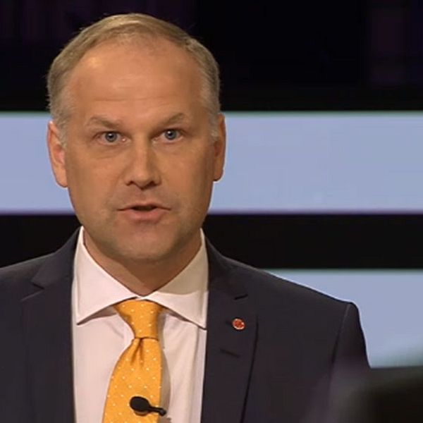 Jonas Sjöstedt (V) i SVT:s partiledardebatt.