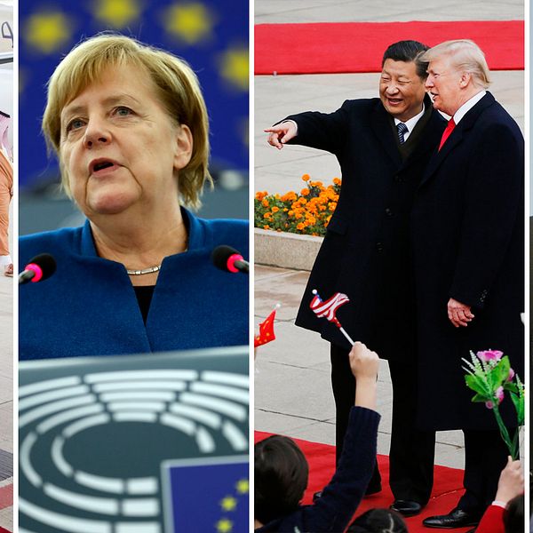 bin Salman, Merkel, Xi, Trump och Putin