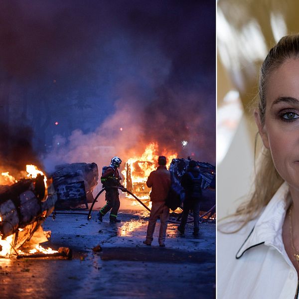 ”De plundrar fortfarande vinaffären mittemot oss”, säger Angelina Jolin till SVT när hon intervjuas över telefon från Paris.