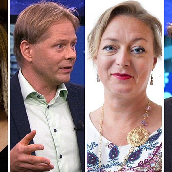 Från vänster: Rojin Pertow, chefredaktör Galago, Anders Lindberg, politisk chefredaktör Aftonbladet, Sofia Nerbrand, ledarskribent Dagens Nyheter, PM Nilsson, politisk redaktör Dagens Industri.