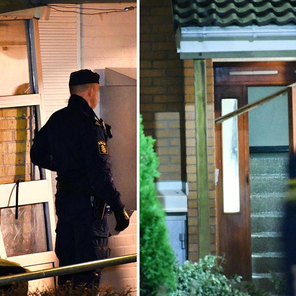 Polisen på plats vid de två explosioner som ägde rum på två olika adresser i Malmö, inom loppet av några timmar under söndagskvällen och natten mot måndag.