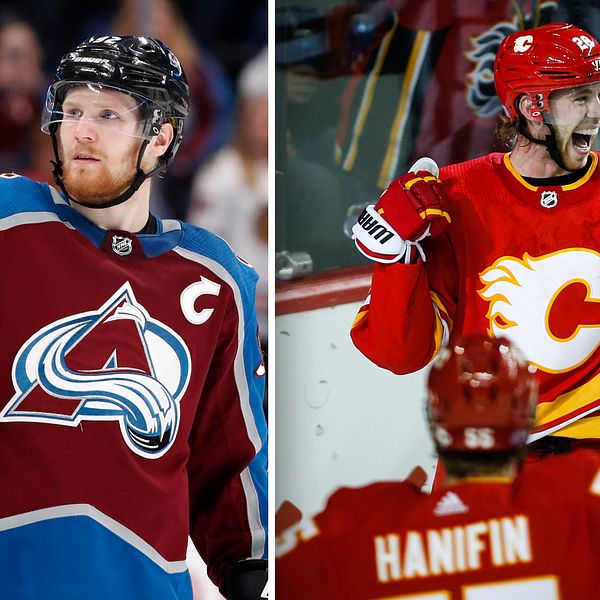 Sveriges poängkungar i NHL just nu: Colorados Gabriel Landeskog (vänster) och Elias Lindholm (höger).