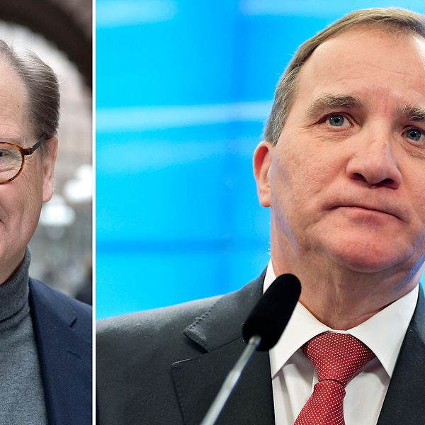SVT:s politiska kommentator Mats Knutson och statsminister Stefan Löfven (S).
