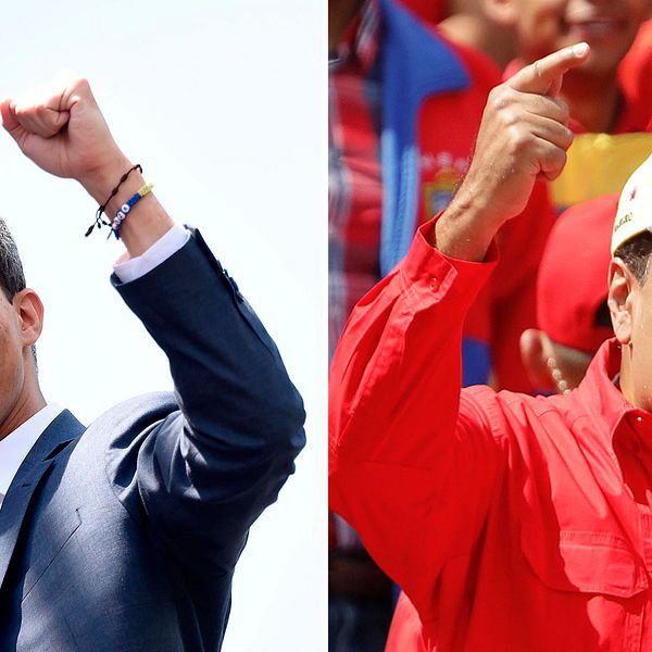 Juan Guaidó och Nicolás Maduro.