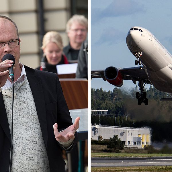 Fredrik Ösertling och ett flygplan