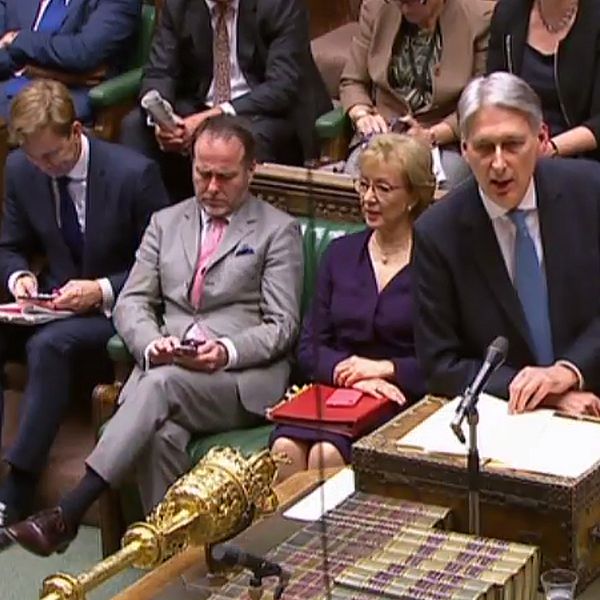 Storbritanniens finansminister Philip Hammond under debatten inför onsdagskvällens omröstning.