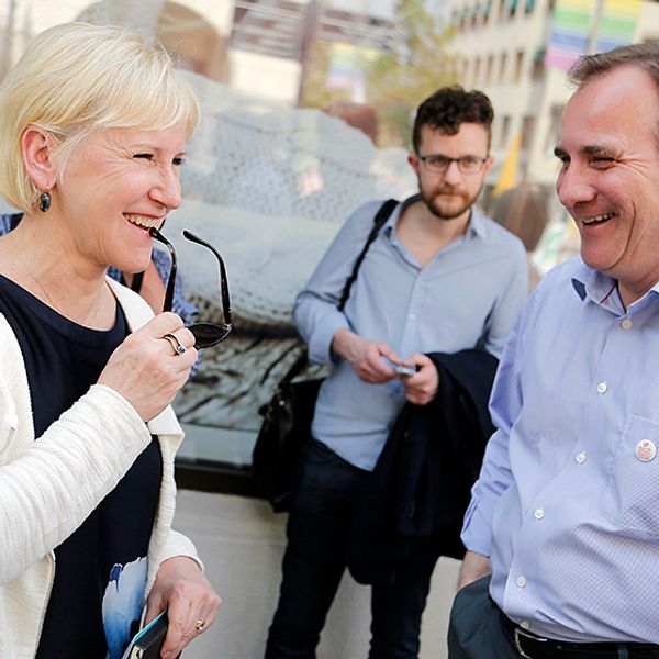 Margot Wallström och Socialdemokraternas partiledare Stefan Löfven i Göteborg.