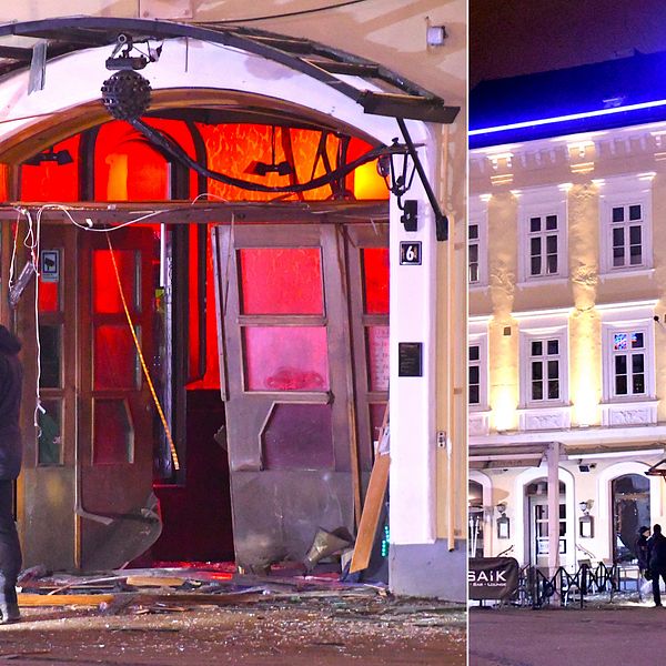 Polisen på plats utanför nattklubben Étage i Malmö där någonting exploderade strax före midnatt på söndagskvällen.