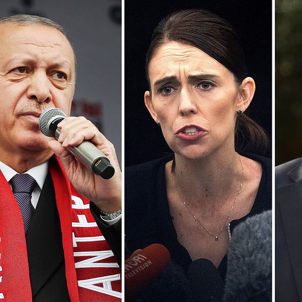 Uttalandet från Turkiets president Erodgan (till vänster) har fått Nya Zeelands och Australiens premiärministrar, Jacinda Ardern och Scott Morrison, att reagera starkt