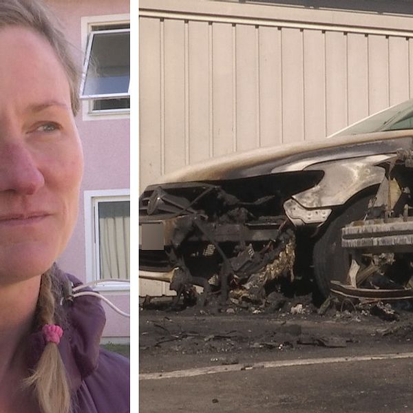 Susanna Svensson förlorade sin bil i en av bränderna. Bränder i Varberg.