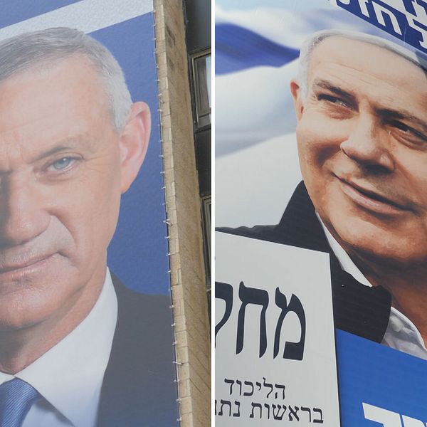 Benny Gantz, ledaren för den ”Blåvita alliansen”, tar sig an Benjamin Netanyahu, premiärminister och partiledare för Likud, i tisdagens val i Israel.
