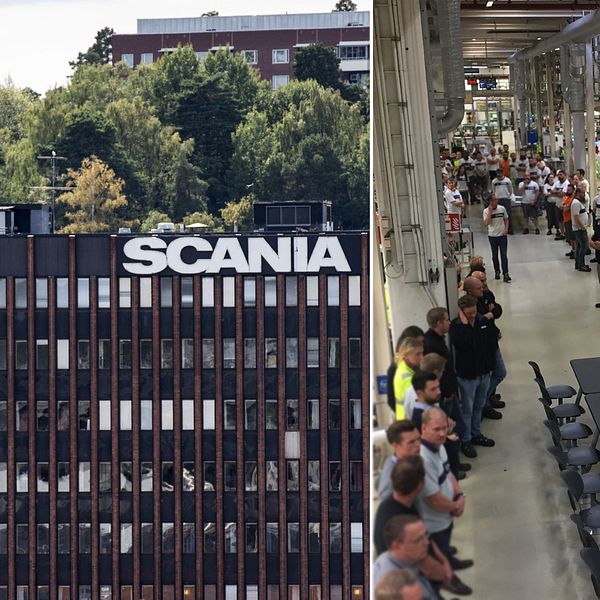 Scania i Södertälje. En tyst minut hålls efter dödsolyckan.