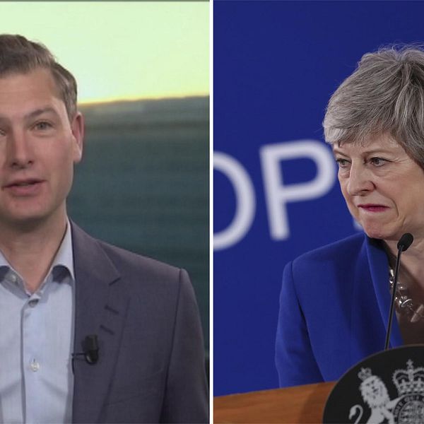 SVT:s SVT:s Europakorrespondent Christoffer Wendick och Storbritanniens premiärminister  Theresa May.