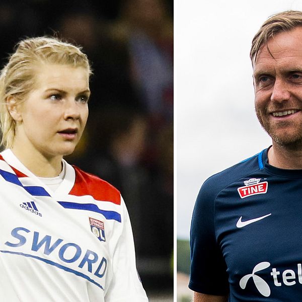 Norskan Ada Hegerberg och Norges svenska förbundskapten Martin Sjögren.