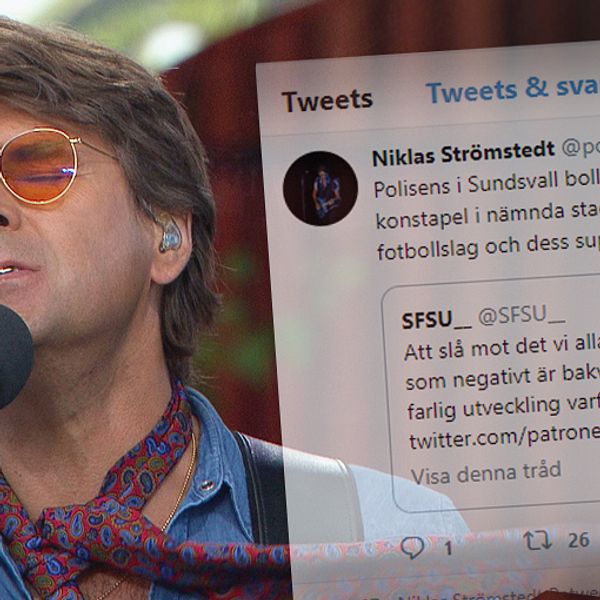 Artisten och AIK-supportern Niklas Strömstedt menar att polisen i Sundsvall visar på ”obefintligt bollsinne” genom flaggförbudet.