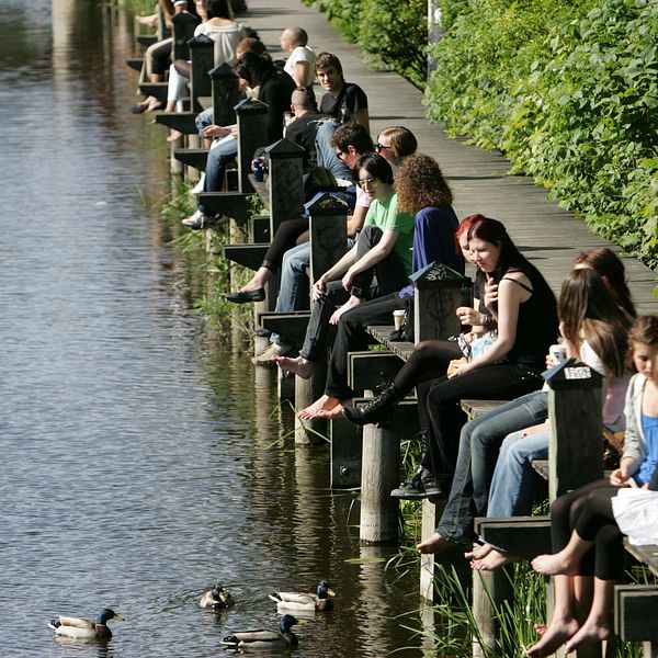 Fyrisån, Uppsala, studenter.