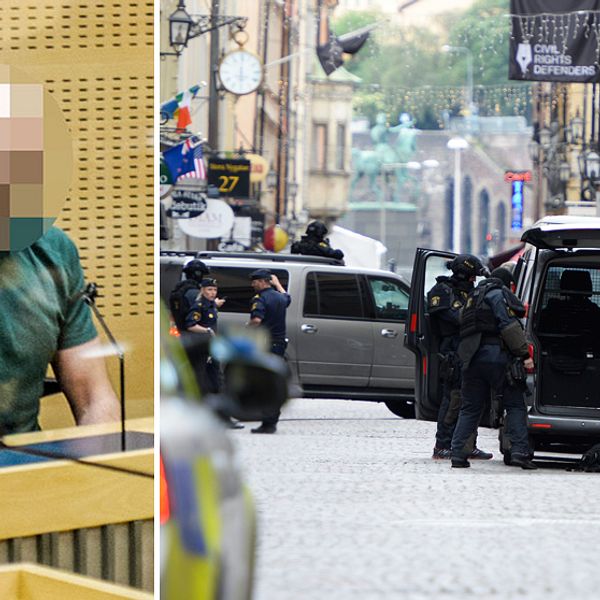 Stora delar av Gamla stan och andra områden i centrala Stockholm spärrades av i samband med bombhotet.