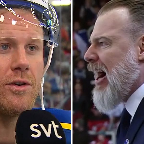 Patric Hörnqvist och Rikard Grönborg ilsknade till efter kollisionen som tvingade Jacob Markström att lämna VM-genrepet mot Finland.