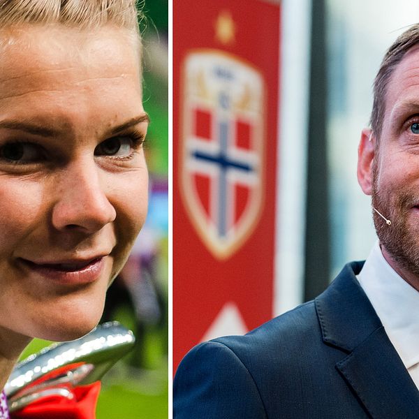 Ada Hegerberg och Norges svenska förbundskapten Martin Sjögren.